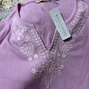 Soft Surroundings pink Embroidered Tank Top